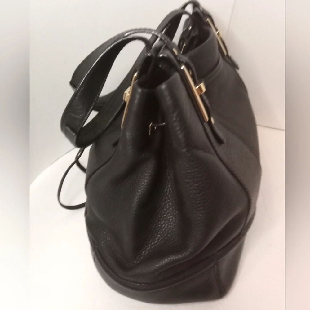 Kate Spade Pebbled Leather Black Satchel with Gold Accents